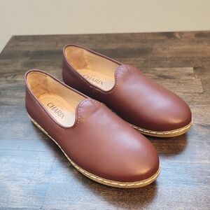 Charix Cognac Brown Leather Loafers Unisex - Men's 5 Women's 7 Like New!
